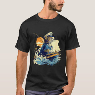 Camiseta Gato Marinheiro Capitão Barco Pescaria