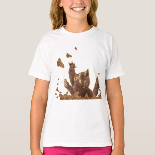 Camiseta Gato Marrom & Borboletas Noturnas