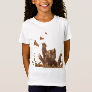 Camiseta Gato Marrom & Borboletas Noturnas