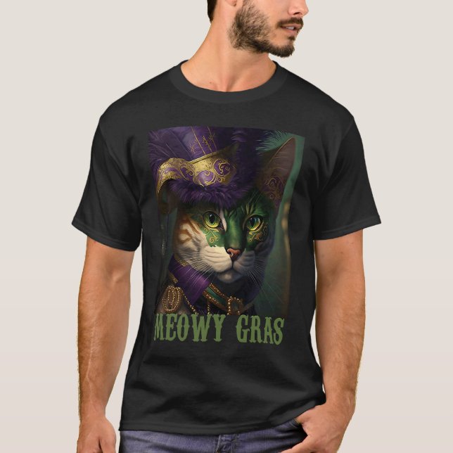Camiseta Gato Máscara de Mardi Gras (Frente)