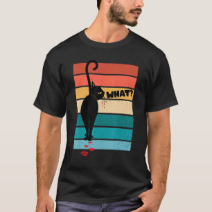 Camiseta Gato Masculino O Que Preto Assassinato Gato Retro