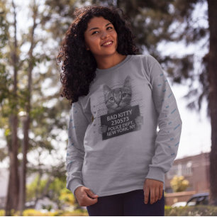 Camiseta Gato Mau Foto de Prisão da Polícia NYPD Presente D