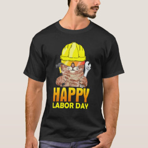 Camiseta Gato Mecânico Feliz Dia do Trabalhador Patriótico 