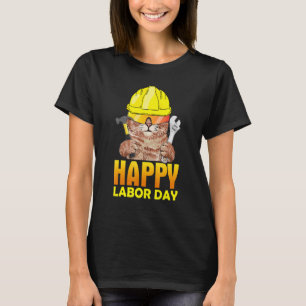 Camiseta Gato Mecânico Feliz Dia do Trabalhador Patriótico