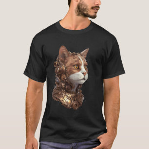 Camiseta Gato Mecânico Kitten Robô Feline Steampunk Mia