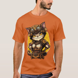 Camiseta Gato Mecânico Steampunk feminino