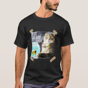 Camiseta Gato Melhor Gato Pai Já Gato Comendo Doodle Peixe
