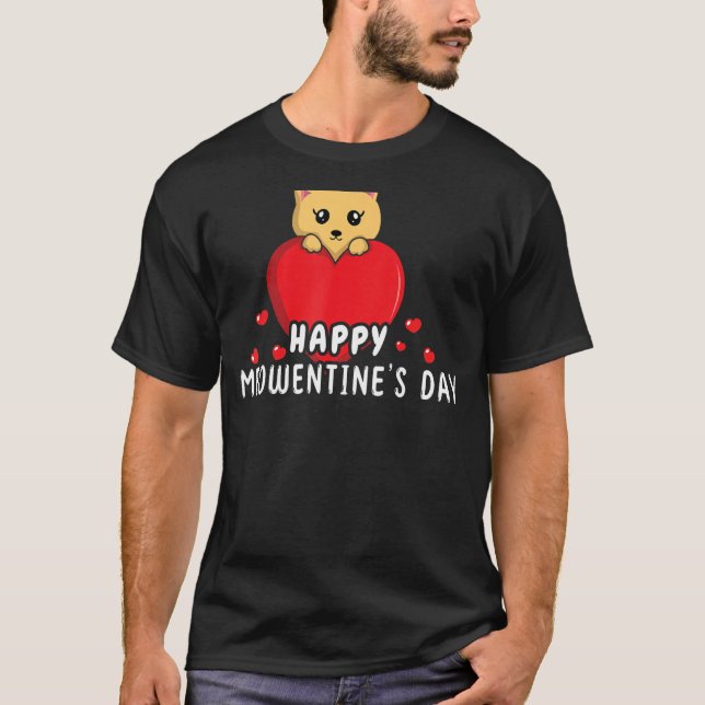 Camiseta Gato Meow Dia de os namorados Hearts Day Happy Nam (Frente)