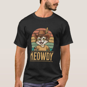 Camiseta Gato Meowdy Cumprimento Música Country Engraçada C