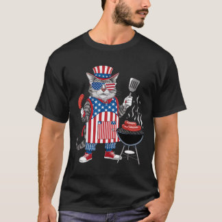 Camiseta Gato Meowica 4 De Julho Gato Bandeira Americana Ga