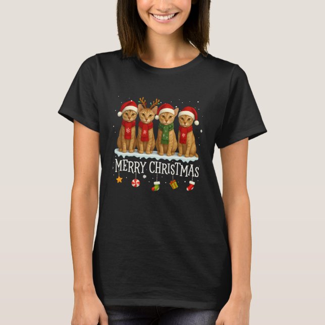 Camiseta Gato Meowy Catmas Natal Árvore de Natal Devon Rex (Frente)