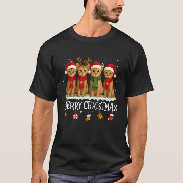 Camiseta Gato Meowy Catmas Natal Árvore de Natal Devon Rex (Frente)