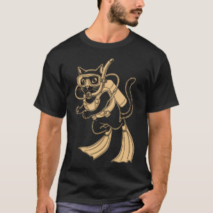 Camiseta Gato mergulhador subaquático mergulho mergulhadore