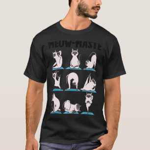 Camiseta Gato Mestre Meow Fofo Poses de Asana de Yoga Medit