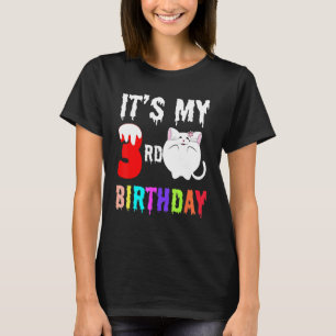 Camiseta Gato Meu 3º Aniversário Para Meninas Mulheres