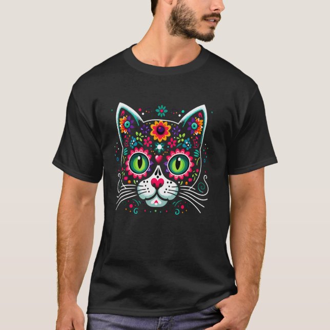 Camiseta Gato Mexicano Caveira Doce Fofo (Frente)