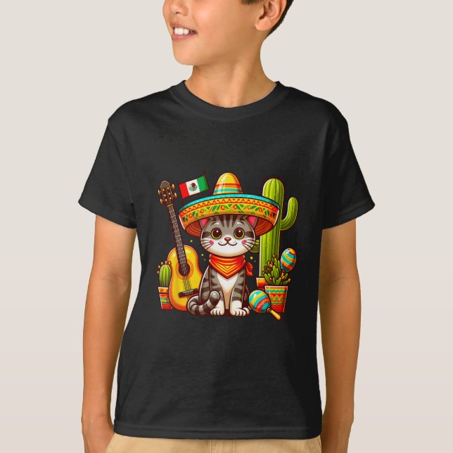 Camiseta Gato Mexicano Cinco de Mayo Kitten Vamos Fiesta Vi (Frente)