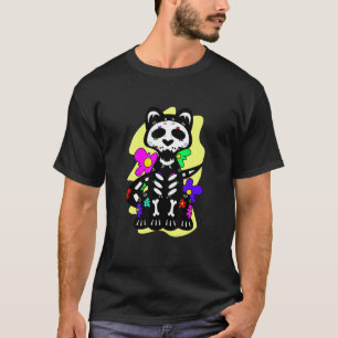 Camiseta Gato Mexicano Floral Dia dos Mortos Dia De Muertos