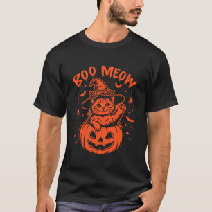 Camiseta Gato Mia Halloween Fantasia de Gato Preto e Abóbor