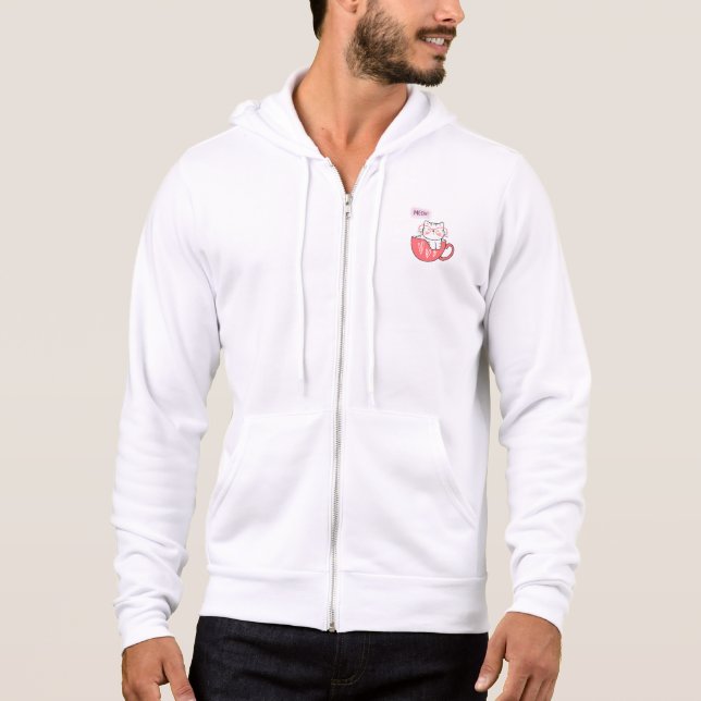 Camiseta gato miando numa xícara (Frente)