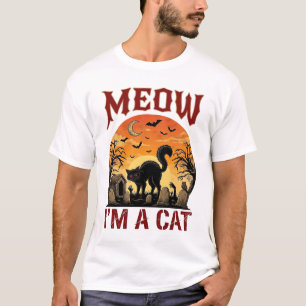Camiseta Gato Miau Halloween Preto Cemitério_1