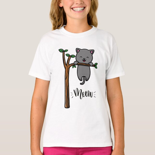 CAMISETA GATO MIAU NA ÁRVORE (Frente)