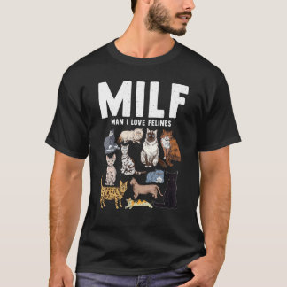 Camiseta Gato Milf Homem Eu Amo Felinos