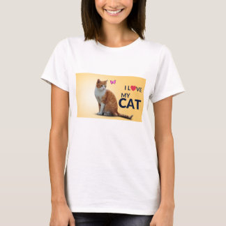 Camiseta Gato Minimalista Amarelo E Laranja