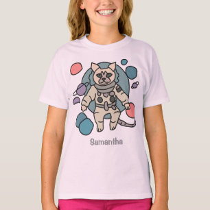 Camiseta Gato minimalista astronauta no espaço   Engraçado 