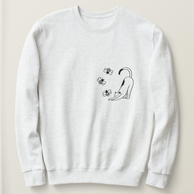 Camiseta Gato Minimalista de Primavera  (Frente do Design)