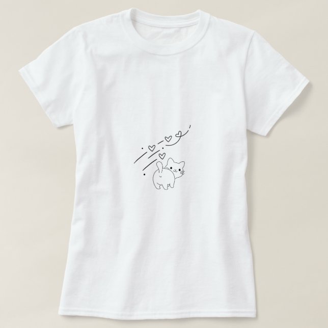 Camiseta Gato Minimalista Engraçado (Frente do Design)