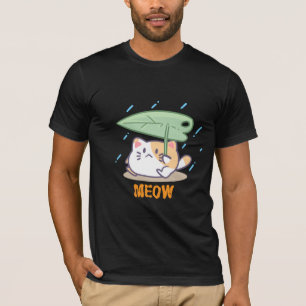 Camiseta gato miou na chuva em uma design incrível