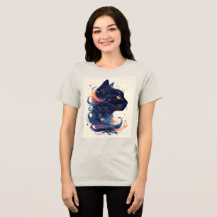 Camiseta Gato Místico em Redemoinhos Artísticos Vibrantes e