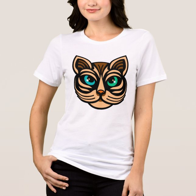 Camiseta Gato Místico Olhos para o Tee Art feminino (Frente)
