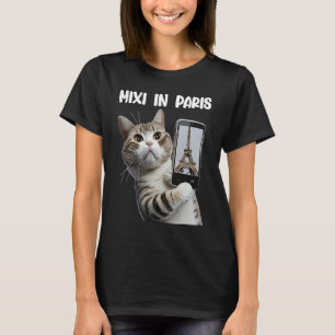 Camiseta Gato Mixi em Paris gay paree selfies  tabby