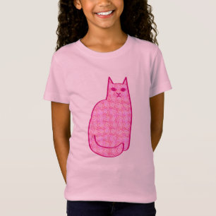 Camiseta Gato Moderno do Século médio, Fúchsia e Rosas clar