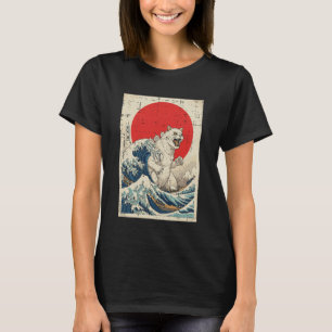 Camiseta Gato Monstro Onda Grande Japonesa Catzilla Arte Ho