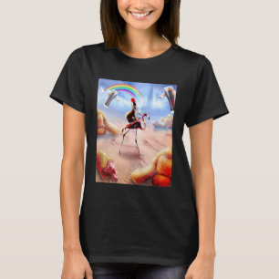 Camiseta Gato Montado em Flamingo com Nuggets de Frango e C