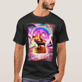 Camiseta Gato Montado em Hipopótamo Com Panquecas E Milksha