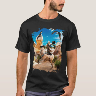 Camiseta Gato Montado em Lhama