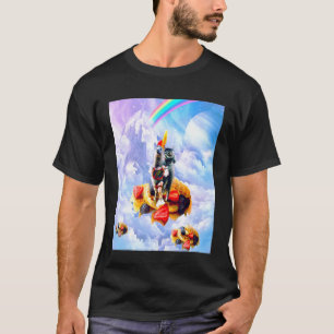 Camiseta Gato Montado em Lhama nas Nuvens e Waffles