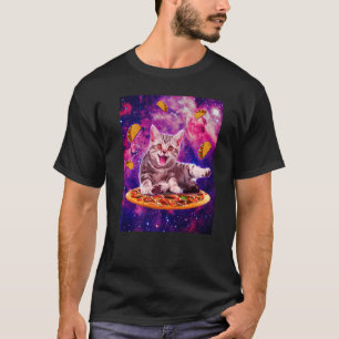 Camiseta Gato Montado Pizza No Espaço Galáxia Taco Gatinho 