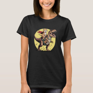 Camiseta Gato Montando Dinossauro Múmia T-Rex Halloween Men