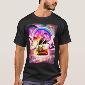 Camiseta Gato Montando Vaca Com Panquecas E Milkshake