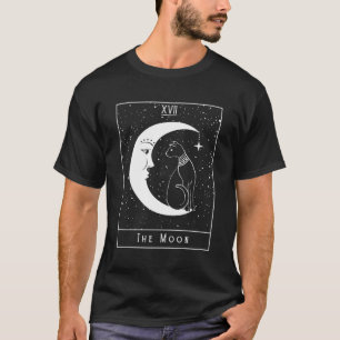 Camiseta Gato Moon Crescent Tarot Card Paranormal Vintage O