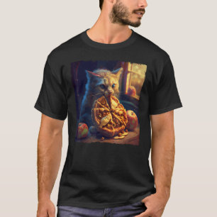 Camiseta Gato Mordendo Torta de Maçã