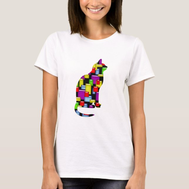 Camiseta gato mosaico (Frente)