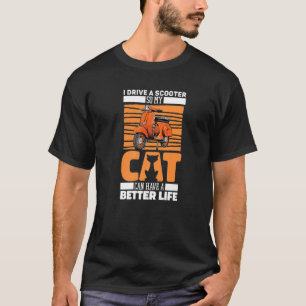 Camiseta Gato Moto Mobylete Moto Scooter Bicicleta