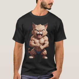 Camiseta Gato muscular zangado e engraçado