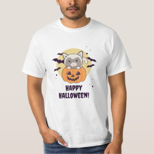 Camiseta Gato Na Abóbora Gatos Doce Feliz Dia das Bruxas